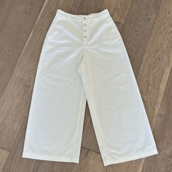 Gap x Doen White Wide Leg Pleated Trousers Size 0 - Picture 4 of 7